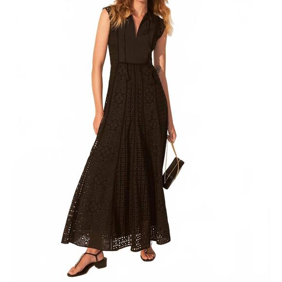 NEW VERONICA BEARD alina eyelet maxi dress in black - Picture 5 of 8